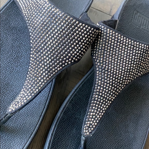 FitFlop Studded Rhinestone Sandal Womens Sz 9 Black - Picture 3 of 6